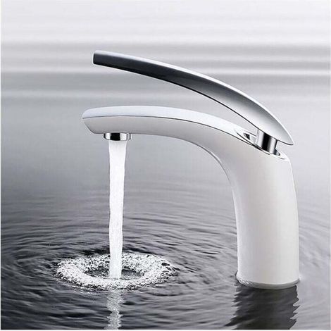 Badarmatur Weiß Waschtischarmatur Waschbeckenarmatur Wasserhahn Bad Mischbatterie Bad Armatur Einhebelmischer für Badzimmer Weiß