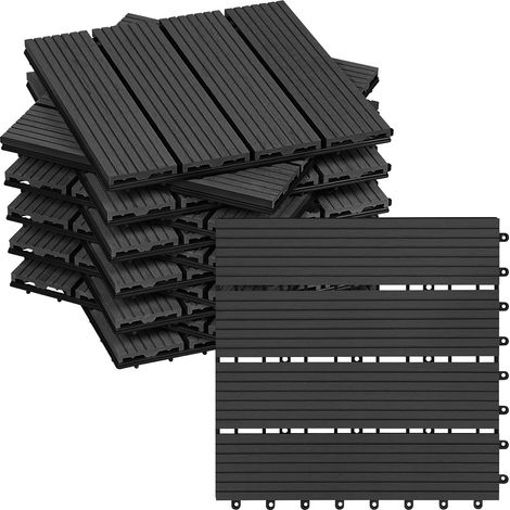 WOLTU Losetas Para Suelo Exterior Wpc (22 Paneles, 30 X 30 Cm, Antracita)