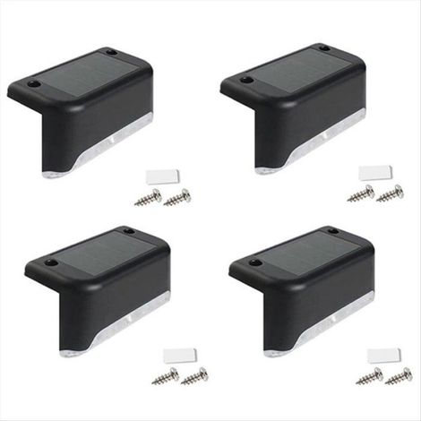 4 Lampe Solaire, Blanc Chaud, Étanche, Plastique ABS, pour Escalier, Terrasse, Clôture (1/5)
