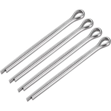 sourcing map Splint – 5 mm x 70 mm, Edelstahl 304, 2 Zangen, silberfarbener Clip-Befestigungsschlüssel, 4 Stück