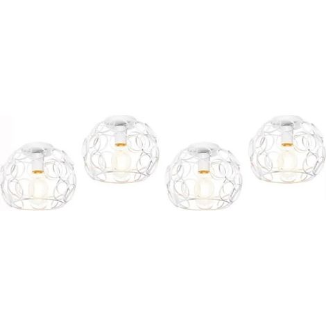 U-Do 4Pcs Plafonnier Intérieur Vintage Lustre Cage en Métal Blanc E27 Lampe de Plafonde Créatif Industriel (1/4)