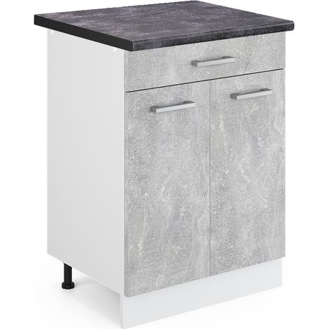 Meuble cuisine R-Line, Béton, 60 cm avec tiroir, PT Anthracite, Vicco