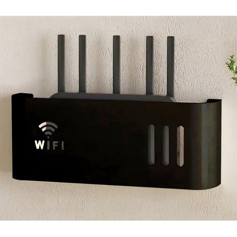 Router-Regal Aufbewahrungsboxen für WLAN-Router Wandmontiertes WLAN-Kabelregal mit Kabelabdeckung und Organizer zur Kabelaufbewahrung Router Schwarz (1/5)