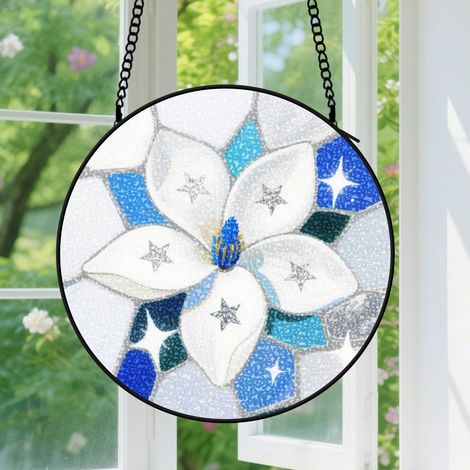 Suspension en vitrail, attrape-soleil unique coloré minimaliste, décoration intérieure unique, cadeau Anniversaire pour femme, homme, tante 9cm (1/5)