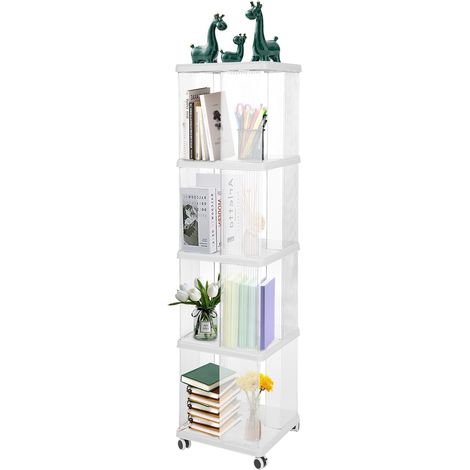 Estantería giratoria de 4 niveles - Fabricada en materiales ABS y PET transparentes - Ideal para la sala de juegos, el dormitorio y la sala de estar de los niños. (1/5)