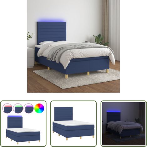 vidaXL Matelas à ressorts ensachés - Sommier à lattes de lit et matelas et LED Bleu 120x200 cm Tissu (1/5)