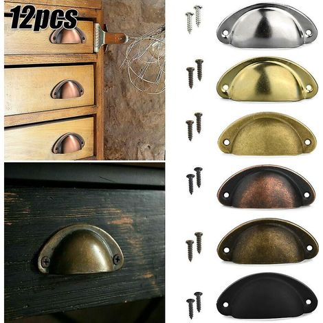 Ensemble de 6/12 poignées de porte et tiroir rétro en forme de coquillage FlkwoH (1/2)