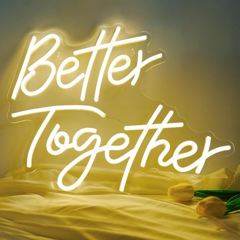 „Better Together“ LED-Neonschild – 1 Stück – Silikon und Acryl – USB-Beleuchtung – Dekoration für Hochzeiten, Partys und Bars – 42 x 34 cm (1/5)