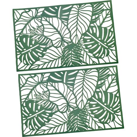 Set de Table Rectangulaire Feuille Monstera PVC Vert 2 Pièces (1/5)