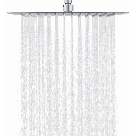 Tete de Douche Carré 16 Pouce/40x40cm, 304 Acier Inoxydable, Tête de Douche Pluie Economie d'Eau avec 324 Buses en Silicone Anti-Calcaire Pommeau de Douche Pluie Rotatif 360°, Chrome