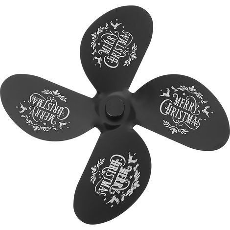Pales de Ventilateur de Poêle Silencieuses 4 Pales Noires en Alliage D'aluminium, Facile à Remplacer, pour Fête Accessoires Cheminée (1/5)