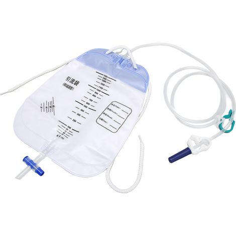 Sachet collecteur d'urine 1500ml, 5 pièces, PVC épais, anti-reflux, jetable pour cathéter urinaire (1/5)