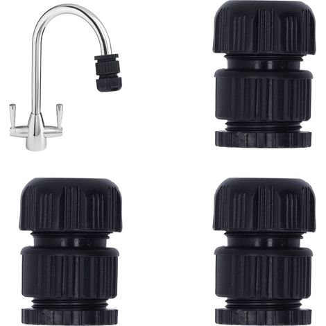 Lot de 3 adaptateurs de robinet en acier inoxydable PP, accessoires pour tuyau d'arrosage domestique, pour le jardin et le lavage de voiture. Filetage G1/2 et G3/4, trou intérieur de 11 à 13 mm. (1/5)
