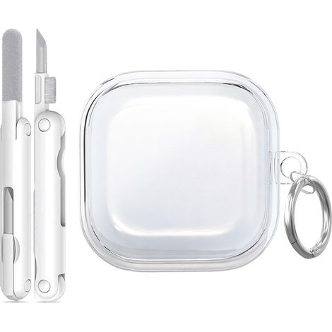 Funda de silicona para Samsung Galaxy Buds4 / Buds4 Pro, con mosquetón, con kit de limpieza, transparente. (1/5)