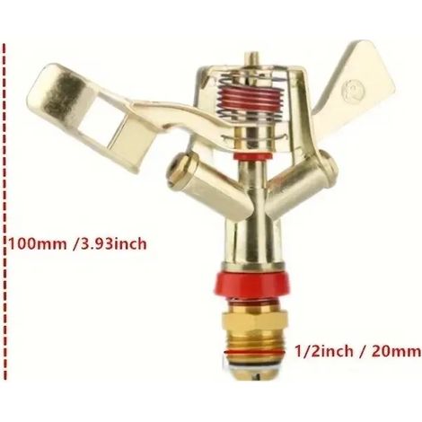 (G1674A) Arroseur à impact rotatif à 360° pour pelouse, 1 pièce, arroseur pulsant en métal mâle pour l'irrigation de jardin. (1/5)