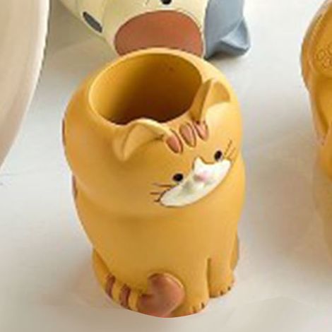 ZAKKA Katzenfiguren im japanischen Stil, Handy-/Tablet-/iPad-Ständer, Stifthalter, Brillengestelle, Schreibwaren, Bürobedarf, Geschenke für Paare, kauernde Tigerkatzen. (1/5)