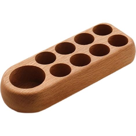 9 Trous Étagère de Stockage Rangement en Hêtre Bois pour Huile Essentielle Aromathérapie - Peut Contenir des Bouteilles de 5ml, 10, 15ml - Supporter Organisateur pour Présentation (1/5)