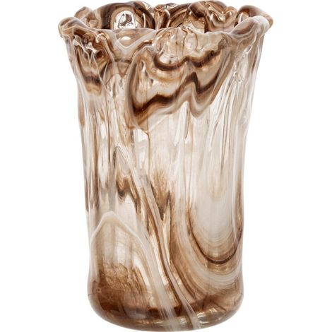 Vase Marbré en Verre "Pavel" 24cm Beige (1/2)