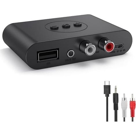 Ecleanfy - Récepteur audio Bluetooth 5.2 NFC Clé USB RCA 3,5 mm Aux Adaptateur audio stéréo sans fil Wi (1/5)