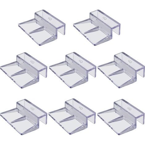 8 clips de protection pour verre, support universel pour aquarium sans rebord (transparent) (8 mm)