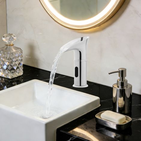 Modern Sensor-Mischbatterien, berührungsloser Wasserfall-Wasserhahn, Silver DHL (1/5)