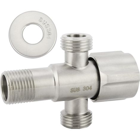 Robinet D Arrêt En Acier Inoxydable 1 Entrée 2 Sorties Connecteur Triangle G1/2 Pour Toilette Et Douche Lot De 1 (1/5)