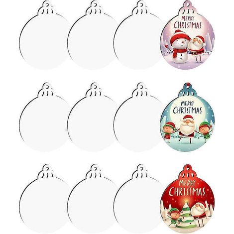 Lot de 12 décorations de Noël par sublimation, à suspendre au sapin grâce à un transfert thermique (1/4)