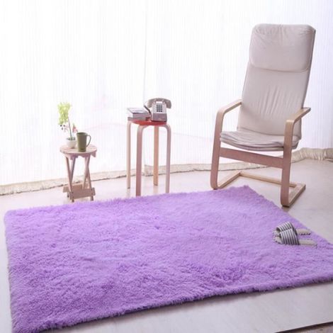 Tapis Shaggy - 120 x 160 cm - Violet - Antidérapant - Pour Salon Chambre Bureau Couloir - 1 Pièce (1/2)