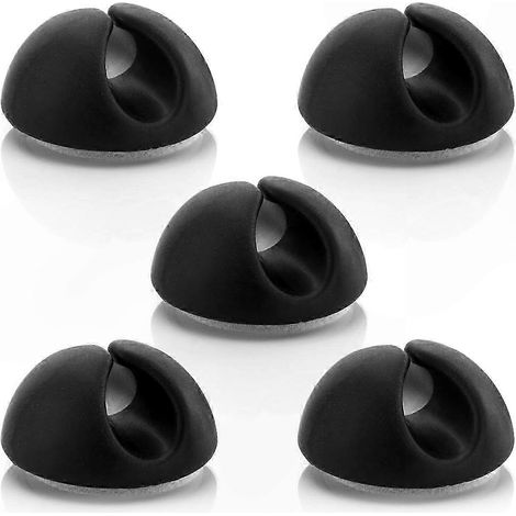 Schwarze Kabelbinder und Kabelmanagement-Halterungen, Organizer für Kabel bis 8 mm Durchmesser, Clips und Befestigungselemente zur Kabelaufbewahrung, 5er-Packung (1/5)