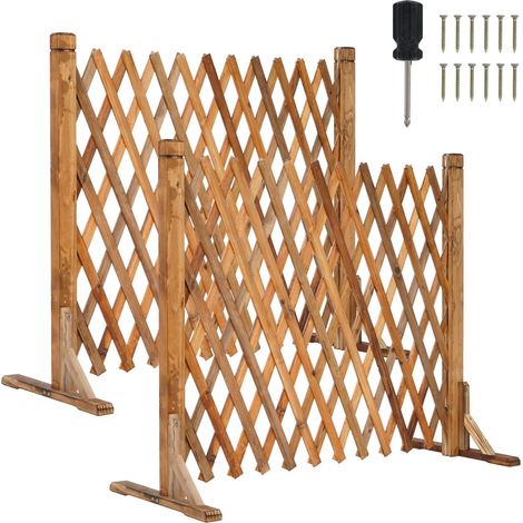 Lot de 2 treillis de clôture extensibles en bois, panneaux de treillis de jardin extensibles, longueur 34-160cm, panneau d'écran de jardin pliable autoportant pour patio, pelouse, barrière de (1/5)