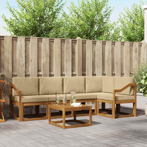 vidaXL Outdoor-Sofagarnitur mit Kissen 6 pcs Natur und Beige (1/5)