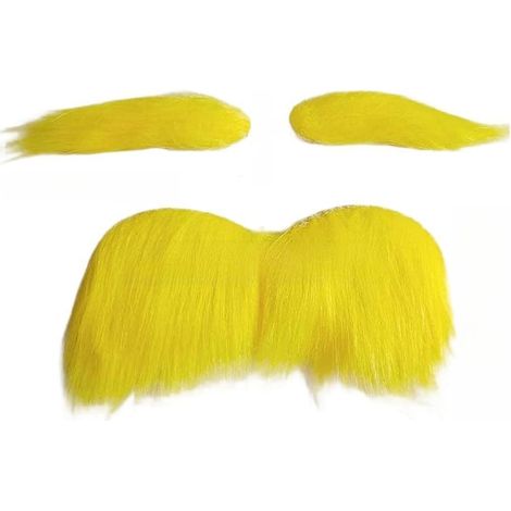 Ensemble moustache et sourcils autocollants jaunes (D) Accessoires de cheveux pour Halloween, cosplay, fête - Accessoires amusants pour adultes (1/5)