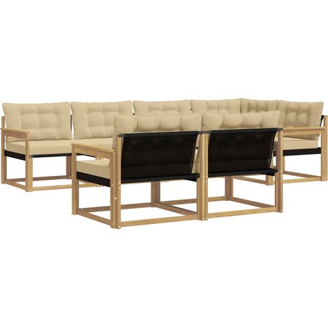 Conjunto de sofás de exterior 7 uds. 7 plaza y Beige vidaXL (1/5)