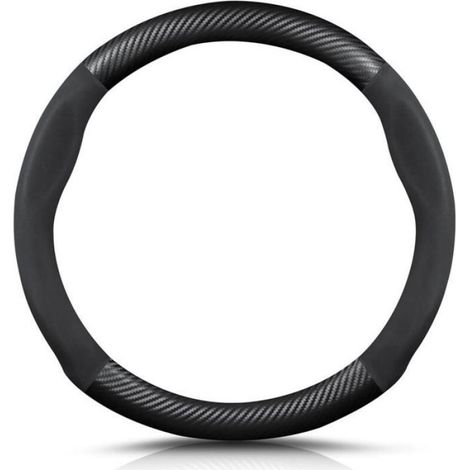 Couvre Volant - 38 cm - Fibre De Carbone Et Cuir PU - Antidérapant Respirant - Pour Voiture - 1 Pièce (1/4)