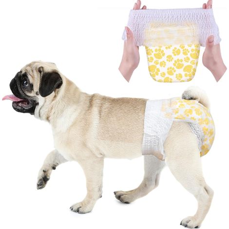 Couche Chien Femelle - 14 pièces,Couches pour Chiens et Chats,Culotte chiennes chaleurs,Couche pour Chien Incontinent,à Enfiler, adaptées à l'incontinence, au Dressage, aux Voyages, S (1/5)