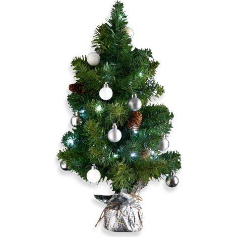 OSE – Sapin de Noël décoré 50 cm – Guirlande lumineuse 20 LED – Couleurs multicolores – Pour espaces réduits et décoration intérieure