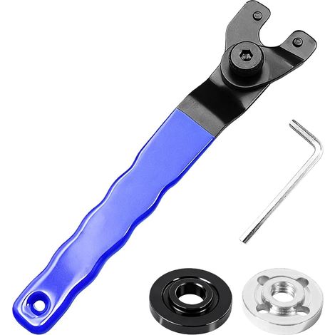 Universal-Winkelschleifer-Werkzeug, 10–40 mm, verstellbarer Stiftschlüssel mit Inbusschlüssel für 10,2–22,9 cm große Schleifmaschinen und Polierer, Flansch-Reparaturwerkzeug (blau) (1/5)