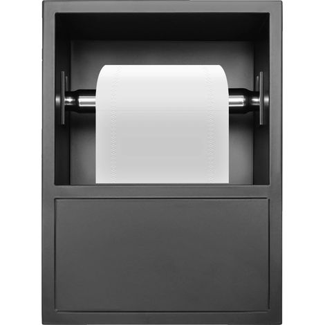 Distributeur de papier toilette, mural, en acier inoxydable durable, noir (1/2)