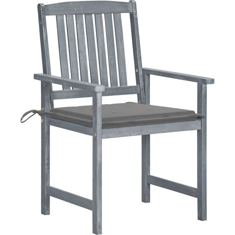 Chaises de jardin et coussins lot de 8 Chaises d'extérieur Bois acacia solide Gris (1/5)