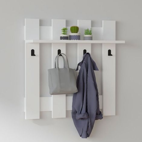 Perchero Serpico, 4 Ganchos, Montaje en Pared, 70h cm Blanco (1/5)