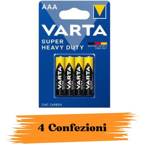 Varta Super Heavy Duty Batterie Ministilo Tipo AAA - Quantità: 4