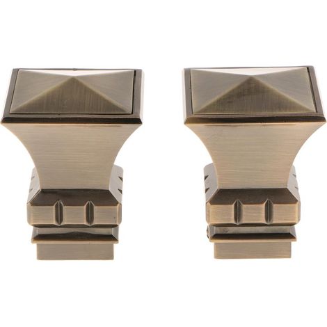 2pcs Rideau Tige Se Termine La Tête Du Poteau De Draperie Pour La Diamètre. Tour Carrée De 28 Mm Bronze (1/5)