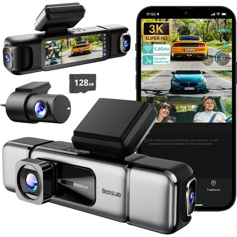Dashcam, copertura a 560°, tecnologia di visione notturna, G980H 4 canali, 128 GB (1/2)