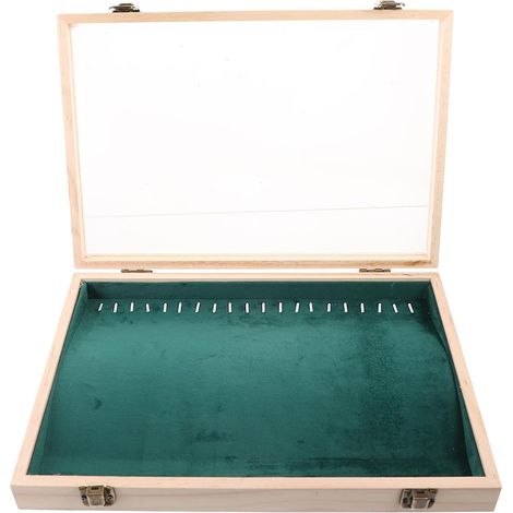 Wooden and Cotton Jewelry Box, Large Capacity Portable Necklace Organizer, Desktop Jewelry Box for Bracelets and Precious Keepsakes, Travel, Wife and Daughter (1/5)