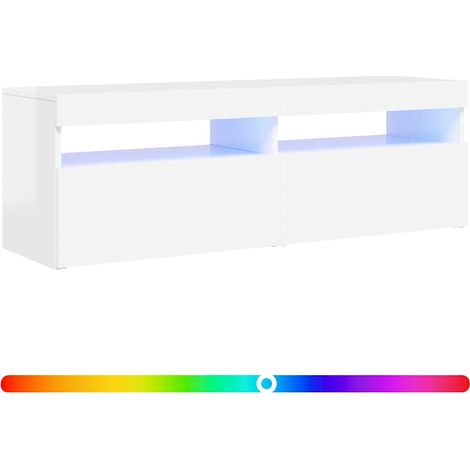 vidaXL Mobile Porta TV con Luci LED Bianco Lucido 120x35x40 cm