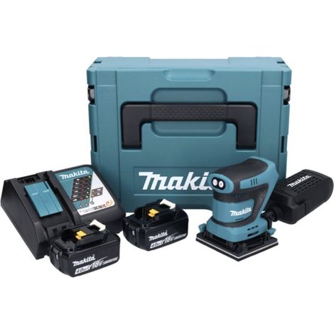 Makita – Ponceuse orbitale sans fil 18V – 2 batteries 4,0Ah – Vitesse réglable 11000/14000 min – Aspiration efficace – Pour bois dur et teck (1/5)