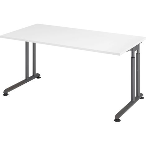 bümö Schreibtisch Serie-Z Rechteck: 160 x 80 cm  Weiß Graphit (1/3)