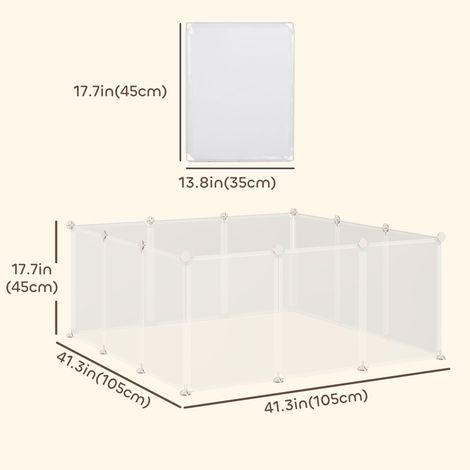 Cage en plastique pour petits animaux, 12 panneaux, pour lapins, cochons d'Inde, blanche (1/5)