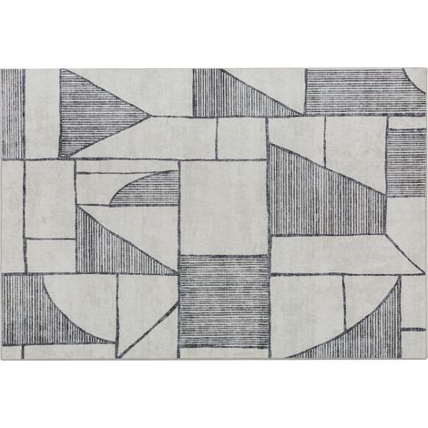 Tappeto Moderno Antiscivolo 230x160x0,7 cm Linee Geometriche in Poliestere Grigio (1/5)
