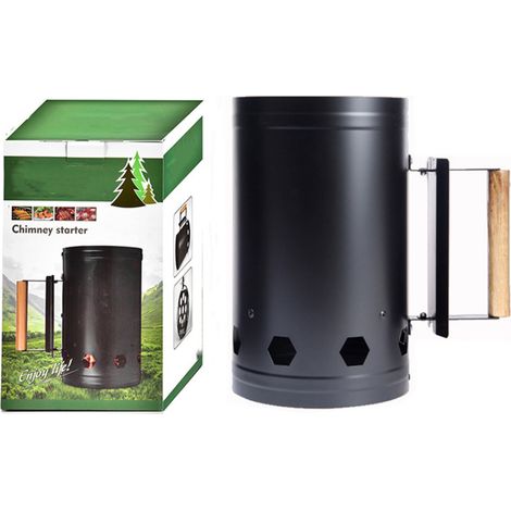 Allume-charbon pour barbecue en acier inoxydable résistant à la chaleur, démarreur de cheminée pour cuisson en plein air, noir (1/5)